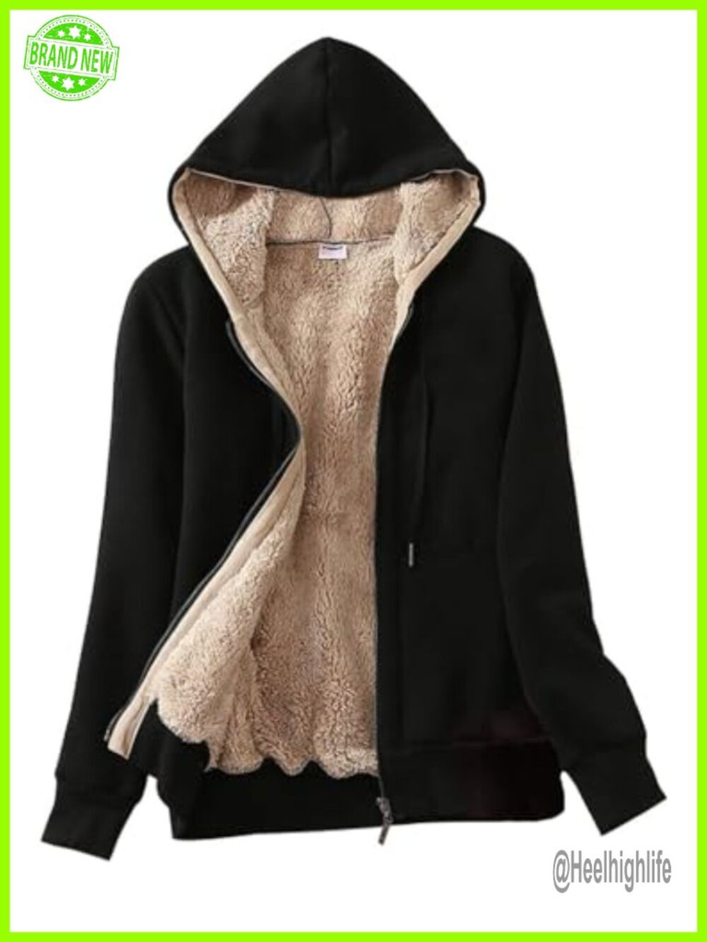 PUWEI Sherpa Lined Zip Up Hoodie Winter Warm Fleece Jacket